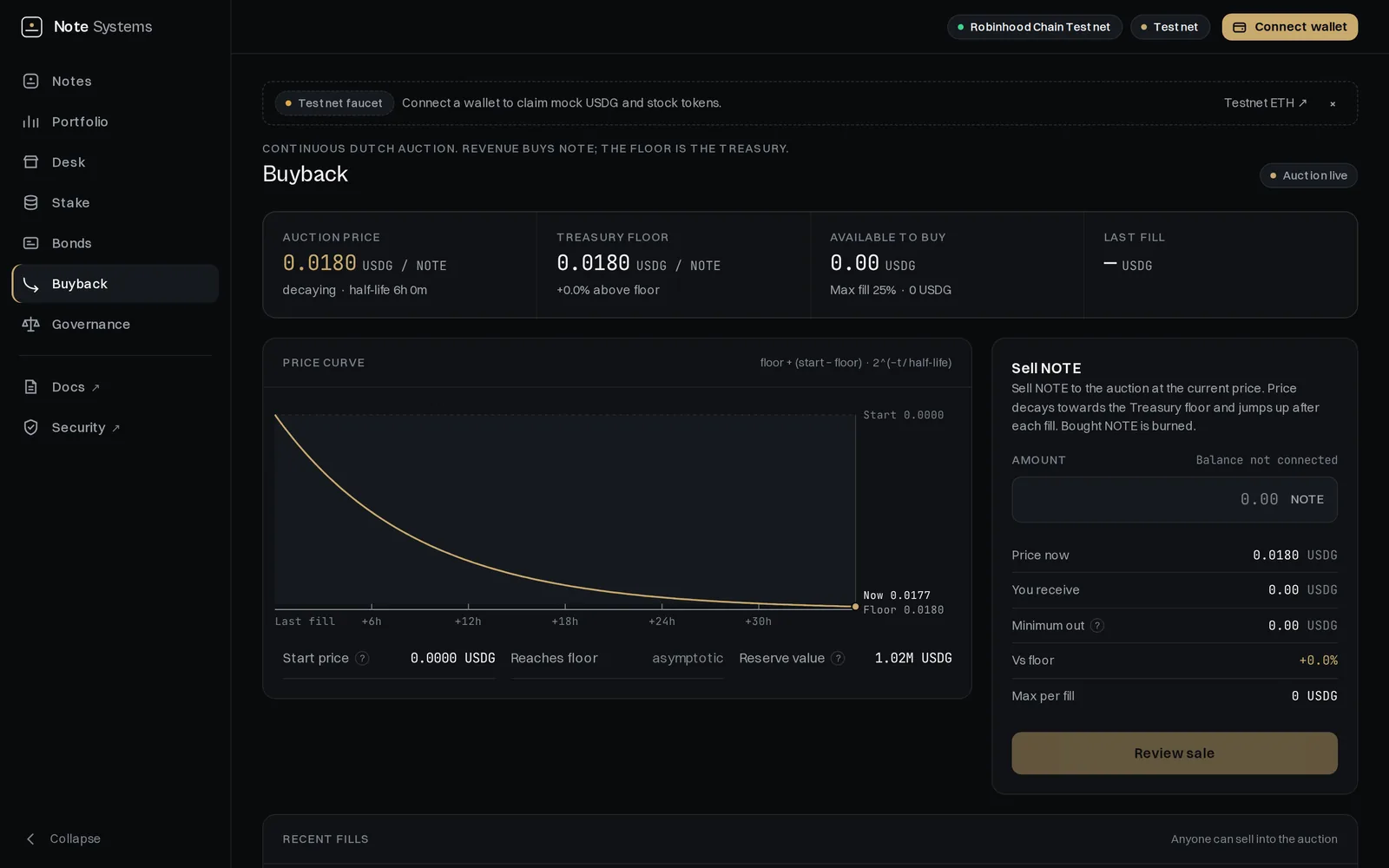 Buyback auction screen